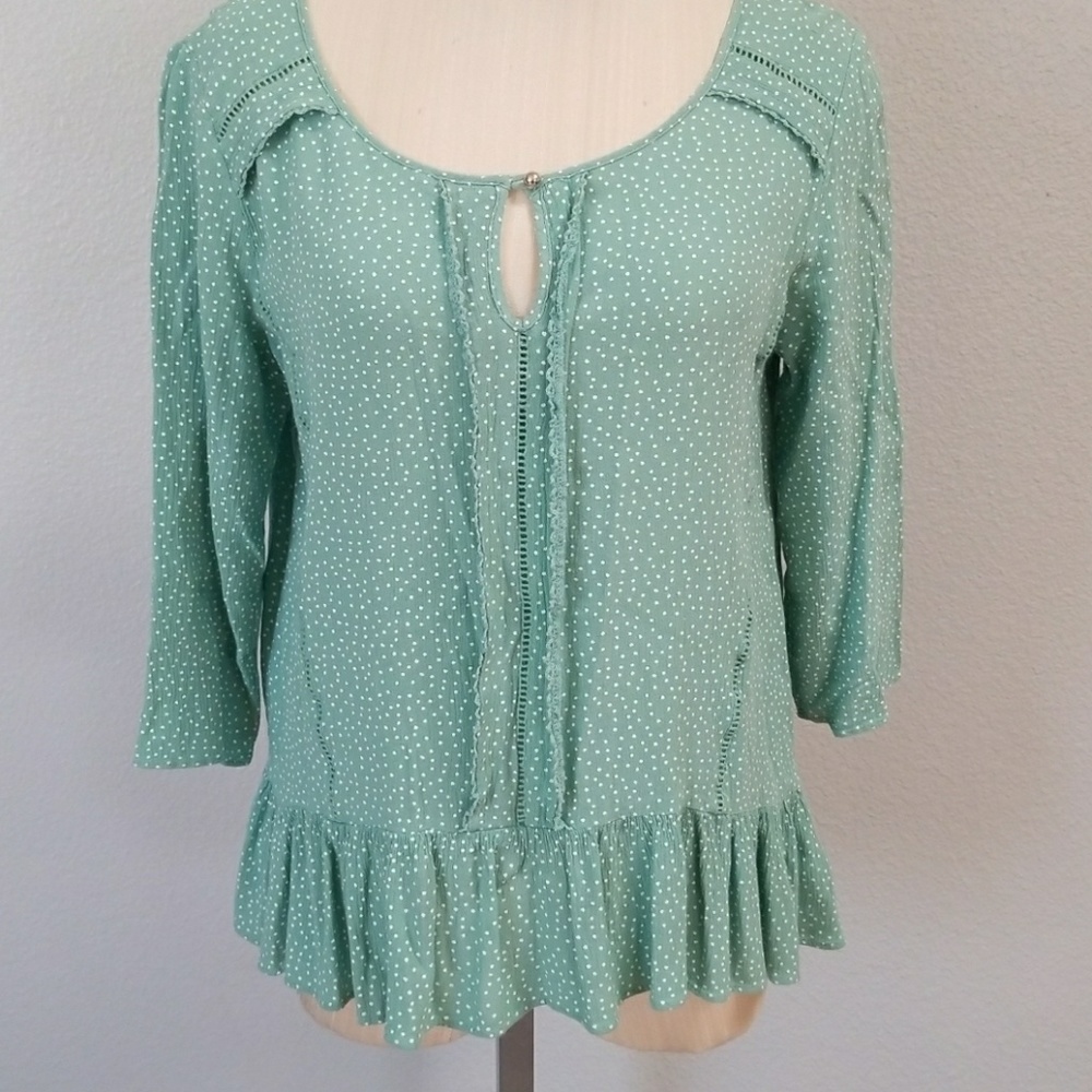 Lauren Conrad Mint Polka Dot top Size ML